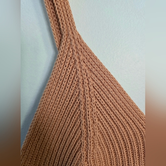 A/X Armani Exchange Organic Cotton  Summer Knit Top Spagetti Straps Crop Brown M - Picture 6 of 10